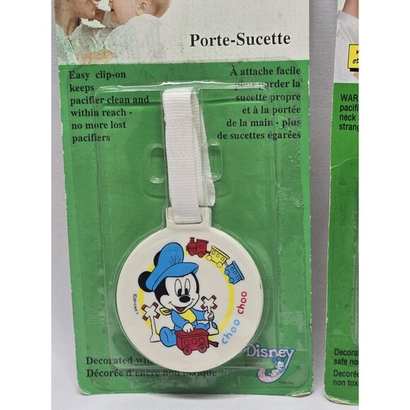 Vintage Disney Babies Evenflo Pacifier & Pacifier Holder Baby Mickey Mouse 1990s - Picture 2 of 10